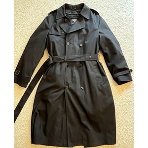 Vintage Botany 500 Black Insulated Winter Trench Coat w/Liner & Belt Men 50 USA